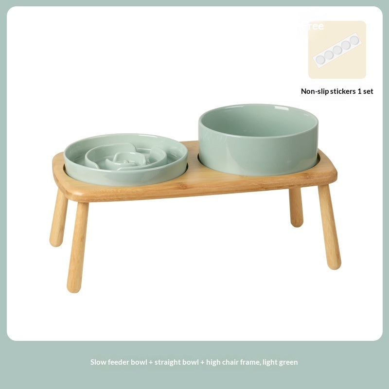 Ceramic Dog Bowl Pet Dog Slow-Feeding Anti-Choking Feeder Tip-Proof Bowl