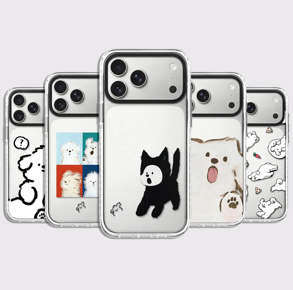 Splicing Cartoon Dogs White Border Magnetic Phone Case Cover for IPhone 13 14 15 16 17 Pro Max Case for IPhone Air