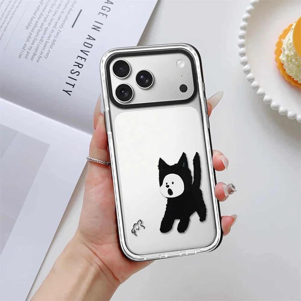 Splicing Cartoon Dogs White Border Magnetic Phone Case Cover for IPhone 13 14 15 16 17 Pro Max Case for IPhone Air