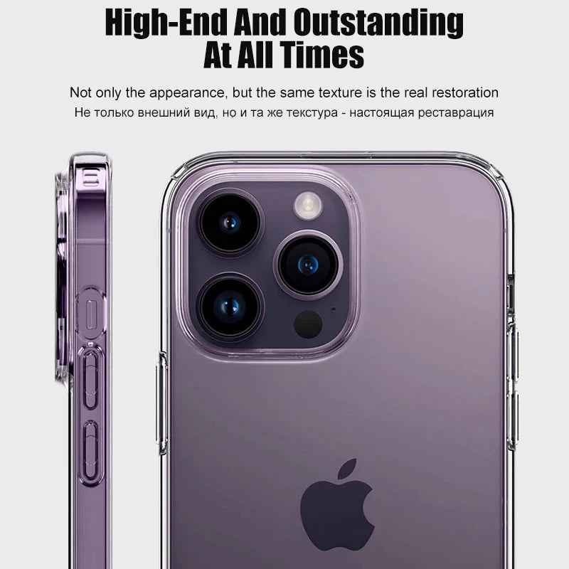 Original Clear Silicone Phone Case For iPhone 17 Air 15 14 13 12 11 16 Pro Max Plus Transparent Shockproof Protector Back Cover