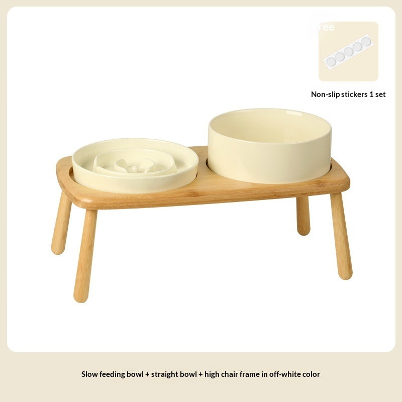 Ceramic Dog Bowl Pet Dog Slow-Feeding Anti-Choking Feeder Tip-Proof Bowl